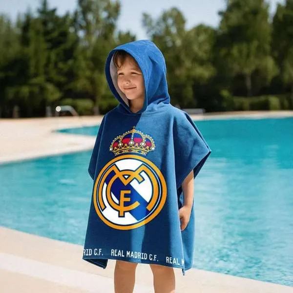 Apsiaustas - rankšluostis su gobtuvu Real Madrid C.F. Mėlyna 55 x 77 cm