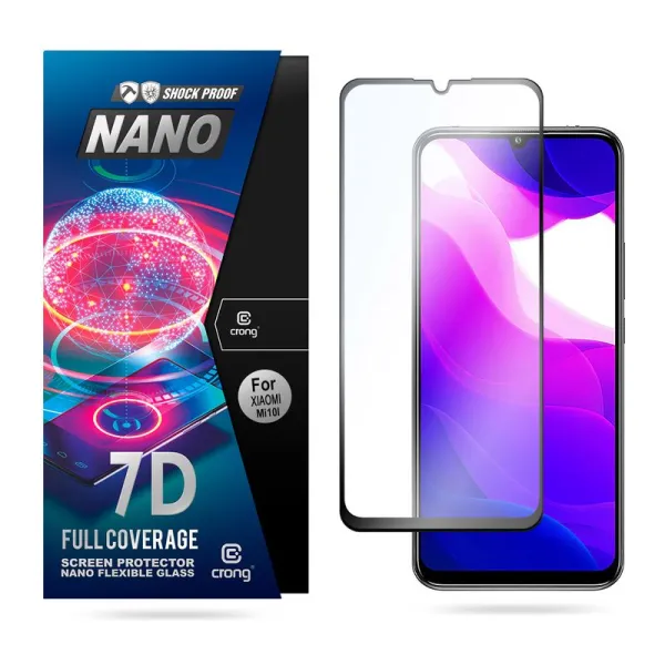 Crong 7D Nano Flexible Glass - 9H Hybrid Glass for the entire Xiaomi Mi 10 Lite screen