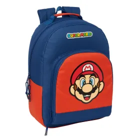 Mokyklinis krepšys Super Mario Mamma mia Raudona Tamsiai mėlyna 32 x 42 x 15 cm