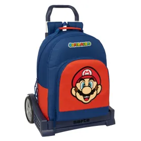 Mokyklinis krepšys Super Mario Mamma mia Raudona Tamsiai mėlyna 32 x 42 x 15 cm