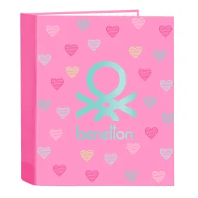 Ring binder Benetton Heart Pink A4 27 x 33 x 6 cm