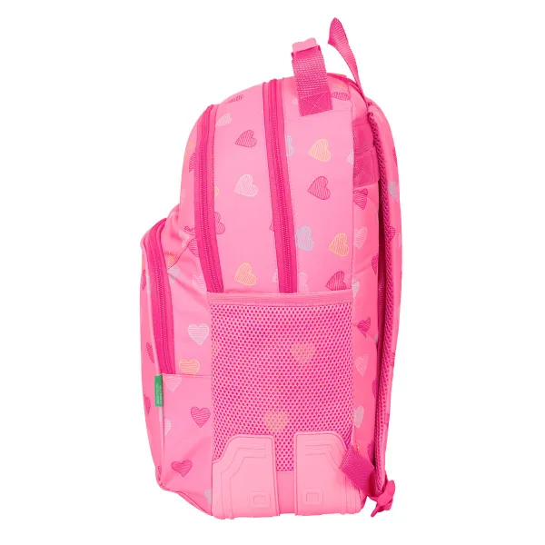 School Bag Benetton Heart Pink 32 x 42 x 15 cm