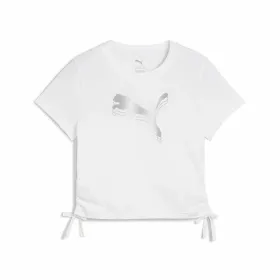 Child's Short Sleeve T-Shirt Puma Essentials Metallic Knotted White