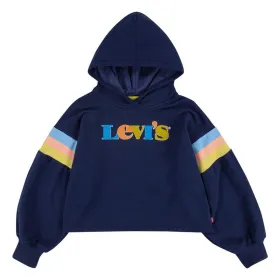 Hooded Sweatshirt for Girls Levi's Full Sleeve High Rise Girl Dark blue