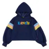 Hooded Sweatshirt for Girls Levi's Full Sleeve High Rise Girl Dark blue