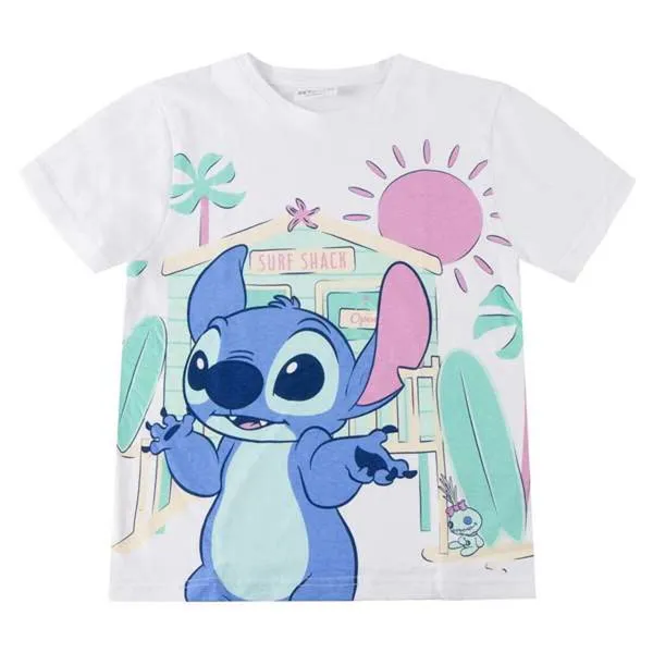 Krekls ar Īsām Piedurknēm Bērniem Stitch Balts