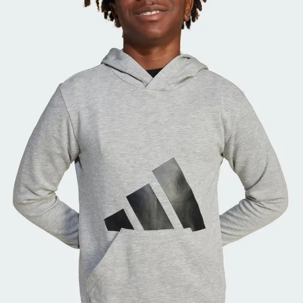 Džemperis Meitenēm ar Kapuci Adidas Big Logo French Terry Hd Gaiši pelēks