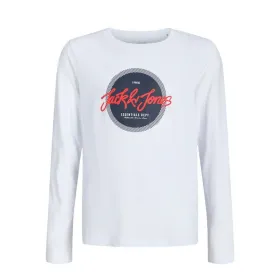 Vaikiški marškinėliai ilgomis rankovėmis Jack & Jones Jjurban Ls Crew Neck Balta