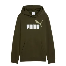 Uniseksinis džemperis su gobtuvu Puma Essentials 2 Color No.1 Log Tamsiai žalia Alyvuogių aliejus