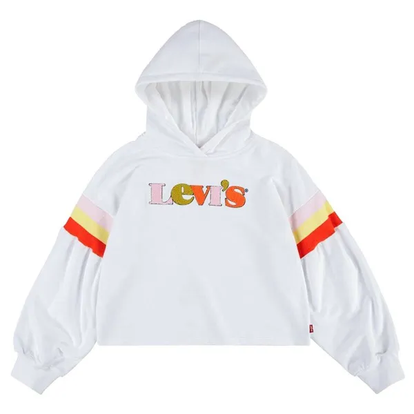 Džemperis Meitenēm ar Kapuci Levi's Full Sleeve High Rise Girl Balts
