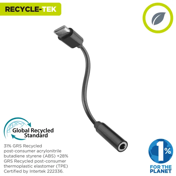 USB-C to Jack 3.5 mm Adapter Muvit for Change JDS-C35 Black