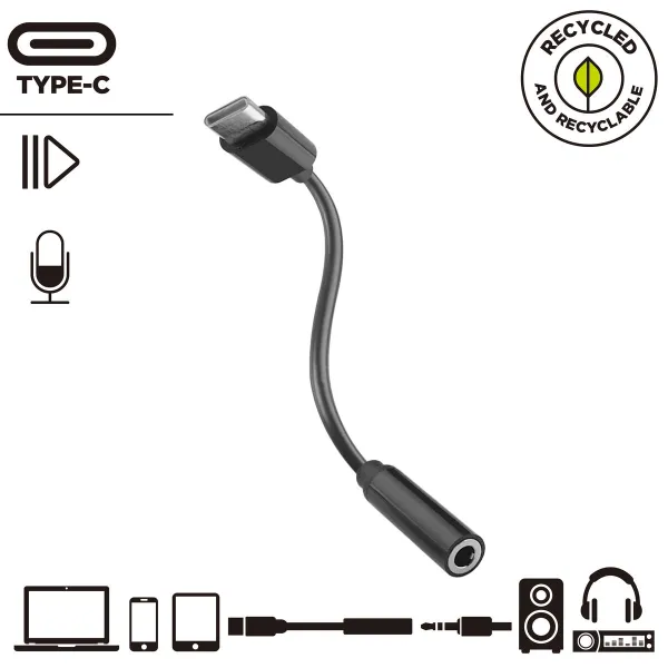 USB-C to Jack 3.5 mm Adapter Muvit for Change JDS-C35 Black