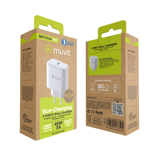 Seinalaadija Muvit SN-TC650AD1E45A Valge 45 W