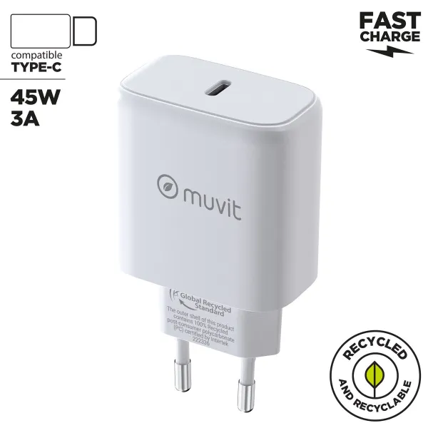 Seinalaadija Muvit SN-TC650AD1E45A Valge 45 W