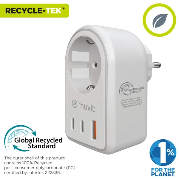 Wall Charger Muvit for Change 851DQ-DE White 20 W