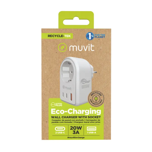 Wall Charger Muvit for Change 851DQ-DE White 20 W