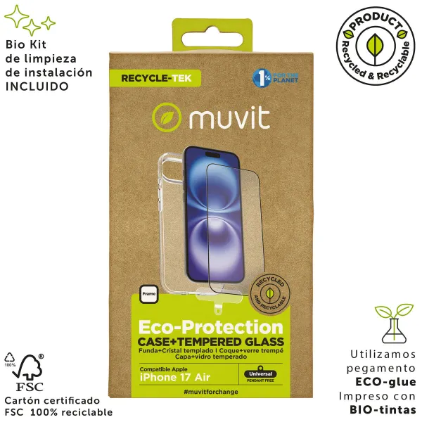 Mobilā Telefona Vāciņš un Aizsargierīce Muvit for Change iPhone Air Melns