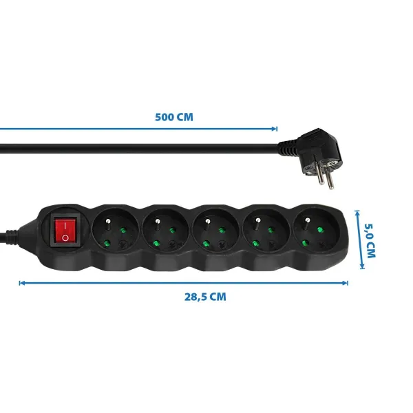 Power Socket - 5 sockets with Switch Esperanza ELK216K 3680 W (5 m)