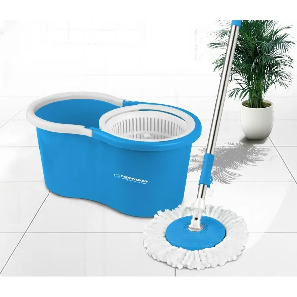 Mop with Bucket Esperanza EHS005 Sinine Valge Mikrofiiber