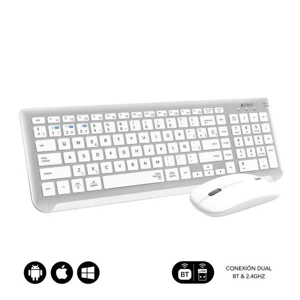 Klaviatūra un Bezvadu Pele Subblim SUBKBC-DCEP10 Sudrabains Spāņu Qwerty