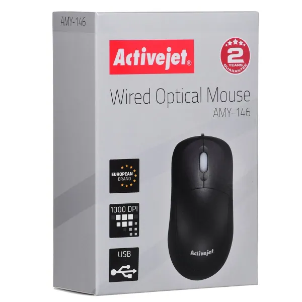 Optiskā pele Activejet AMY-146 Melns 1000 dpi