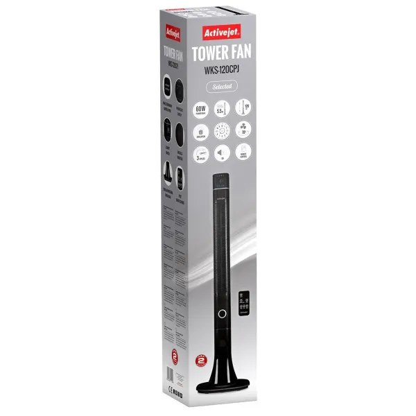 Tornventilaator Activejet WKS-120CPJ Must 60 W