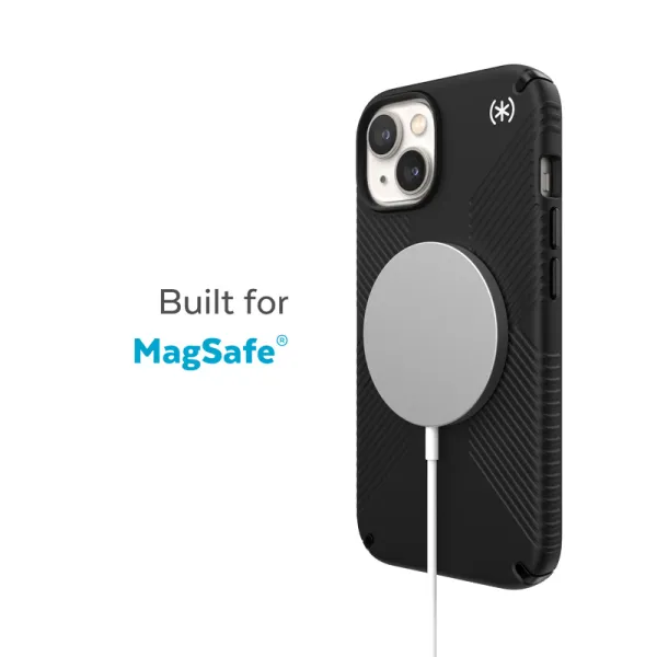 Speck Presidio2 Grip MagSafe - Anti-slip iPhone 14 Plus Case (Black / Black / White)