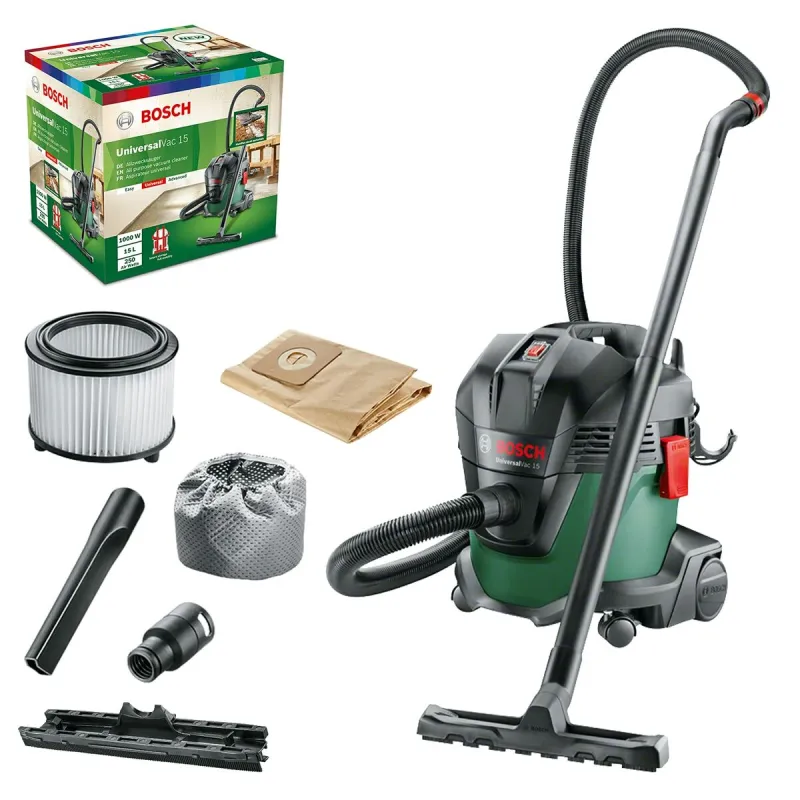 Mitrais un sausais putekļu sūcējs BOSCH Universalvac 15 1000 W 26 kPa 15 L 65 L