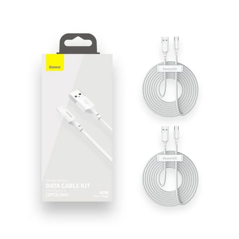USB A - USB C kabelis Baseus TZCATZJ-02 Balta 1,5 m (2 vnt.)