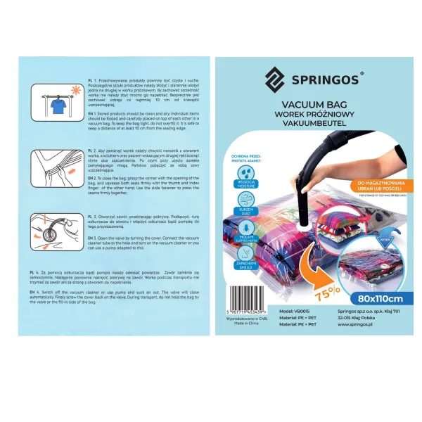 Vakuuminis maišelis Springos VB0015 80x110cm
