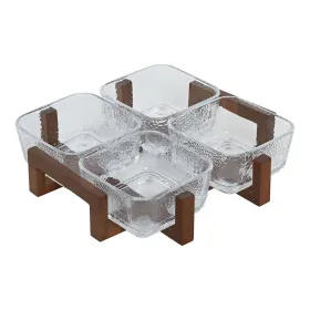 Välipalatarjotin Home ESPRIT Läpinäkyvä Luonnollinen 300 ml 22 x 22 x 6 cm