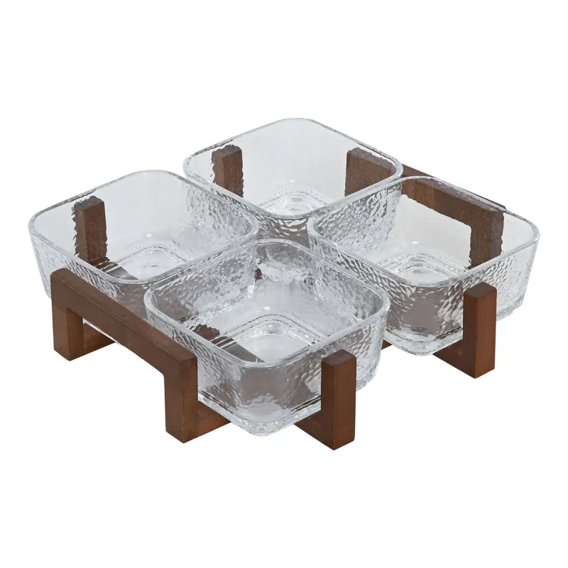 Snack tray Home ESPRIT Transparent Natural 300 ml 22 x 22 x 6 cm
