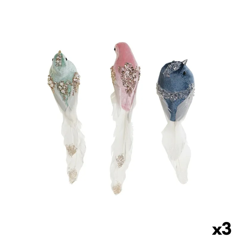 Christmas bauble DKD Home Decor Multicolour Bird 25 x 7 x 6 cm (3 Units)