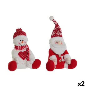 Joulukuusenpallo DKD Home Decor Valkoinen Punainen 24 x 14 x 30,5 cm (2 osaa)