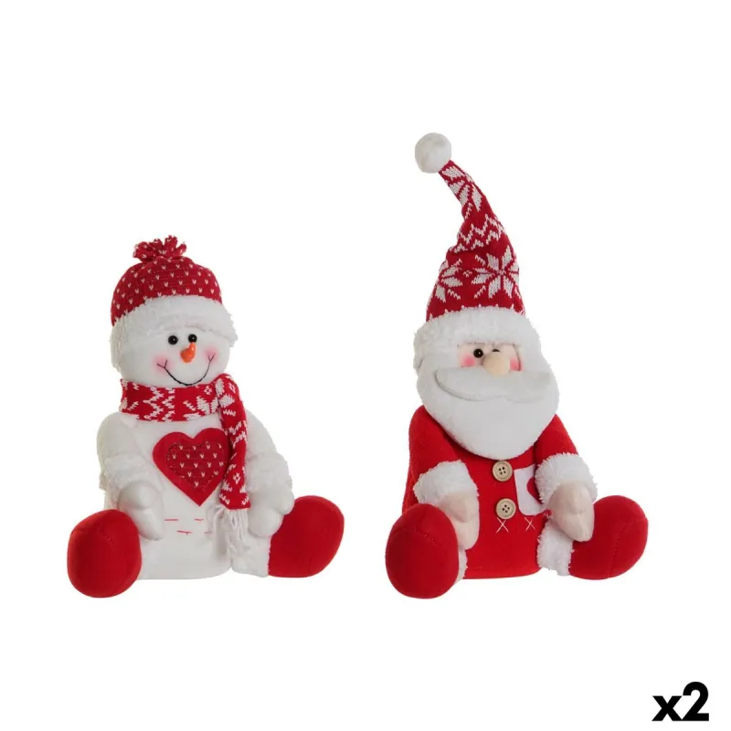 Новогоднее украшение DKD Home Decor Белый Красный 24 x 14 x 30,5 cm (2 штук)