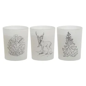 Kynttilä DKD Home Decor Valkoinen Joulu 5 x 5 x 6 cm (3 osaa)