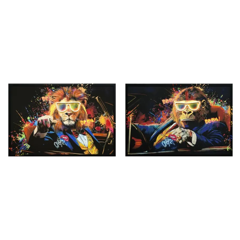 Картина с LED Home ESPRIT Чёрный современный 93 X 3 X 63 CM (2 штук)