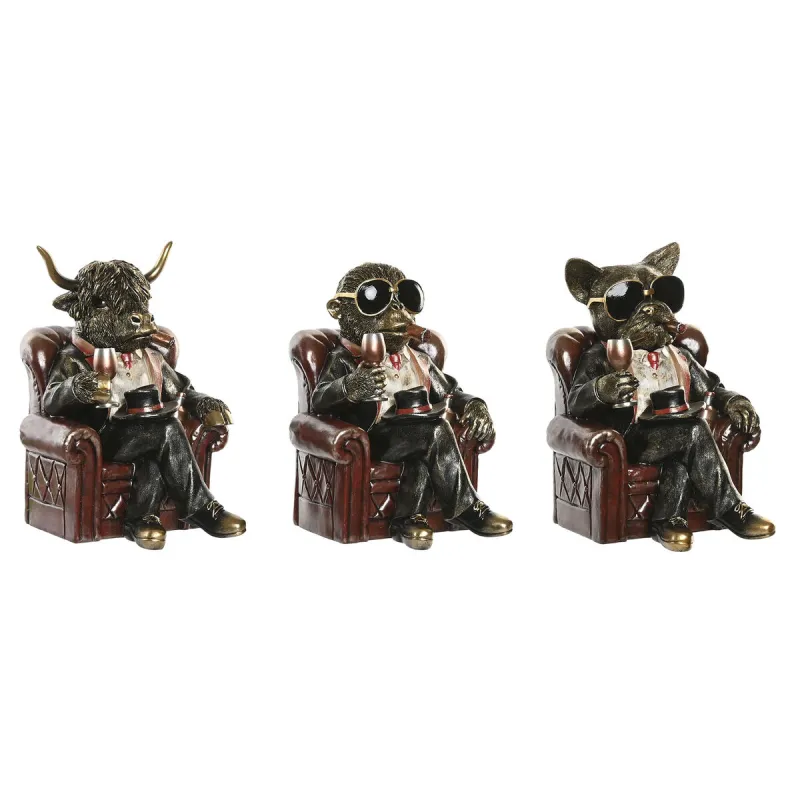 Decorative Figure Home ESPRIT Brown Golden 18 X 22,5 X 26,5 CM (3 Units)
