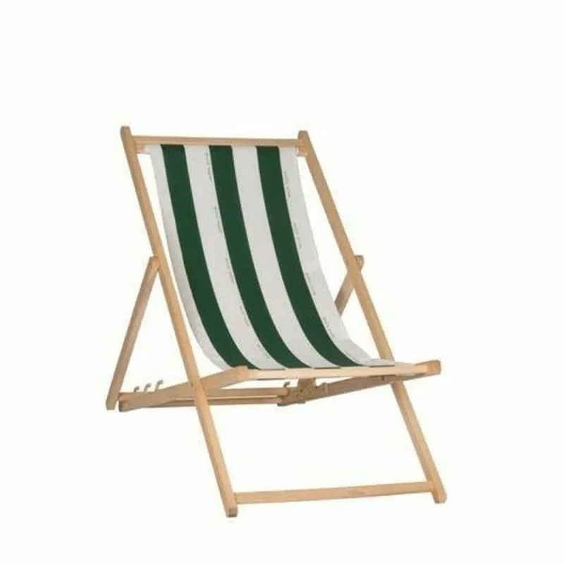 Šezlongas Jardin Prive Cancale Dryžiai Balta / Žalia buko mediena (132 x 55 x 35 cm)