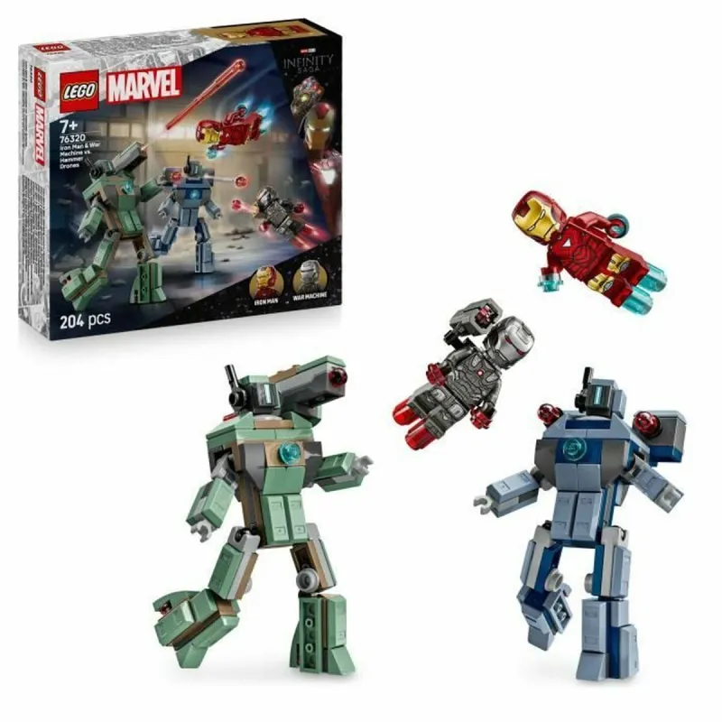Statybos rinkinys Lego 76320 Iron Man & War Machine VS Hammer Drones 204 Dalys