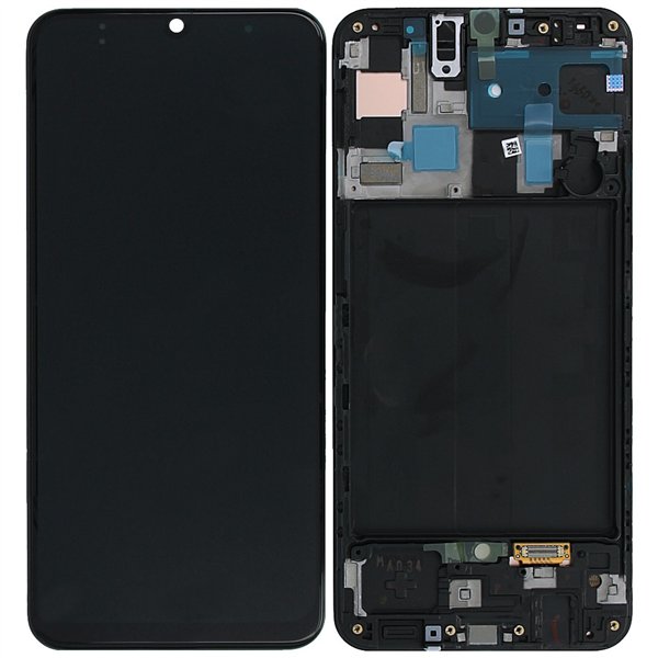 LCD screen Samsung A505 A50 with touch screen and frame original Black (service pack)
