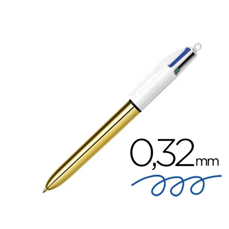 Pen Bic Golden Blue Black Red Green