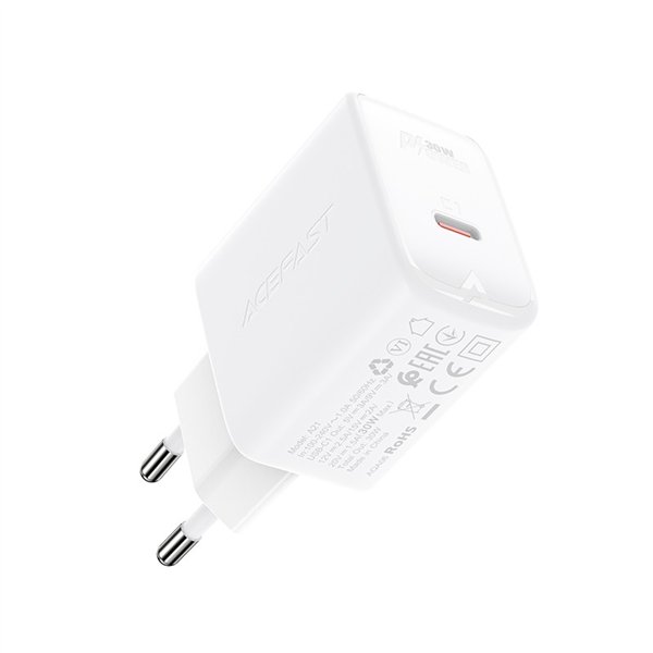 Įkroviklis Acefast A21 30W GaN USB-C baltas