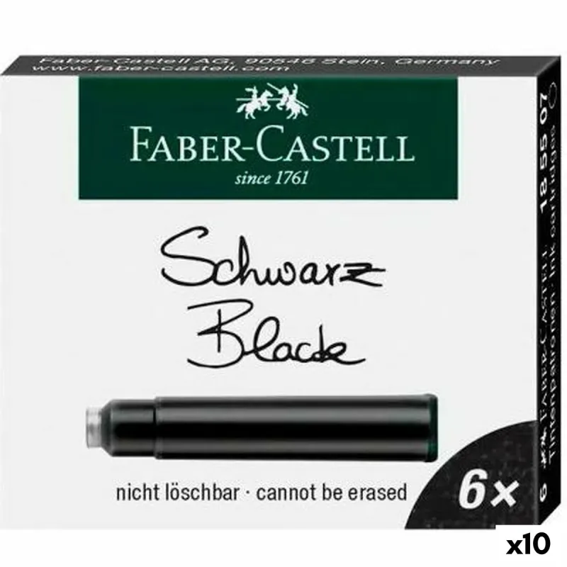 Kynän musteen täyttöpakkaus Faber-Castell Musta 6 Kappaletta (10 osaa)