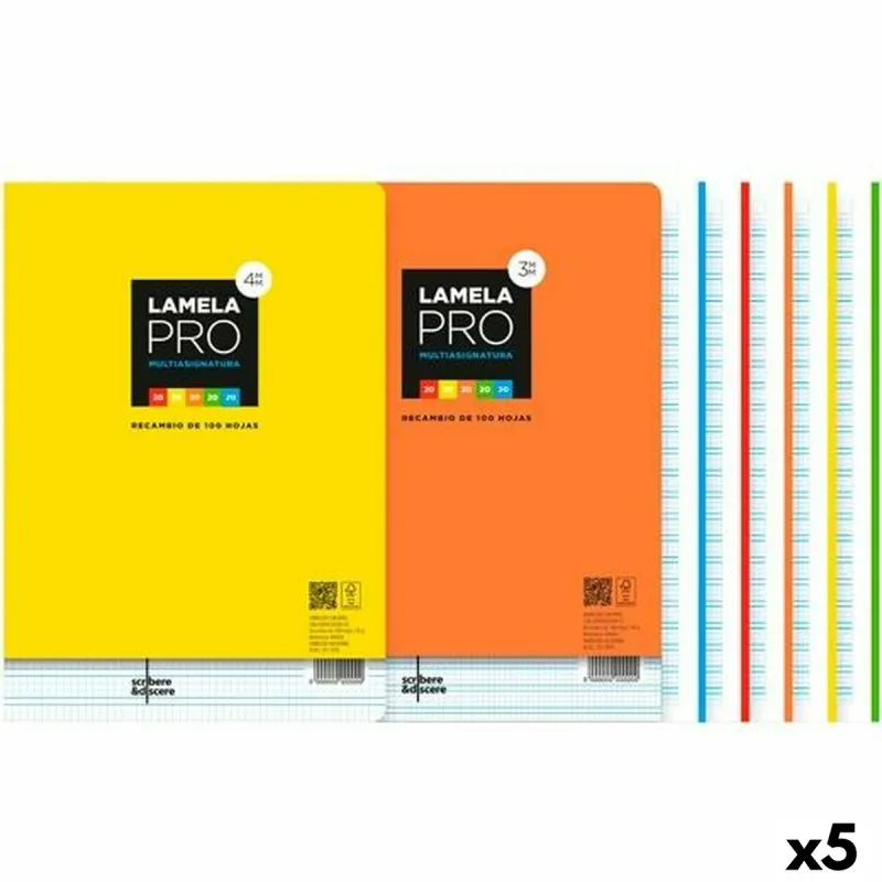 Aizvietošanas lapas Lamela Daudzkrāsains A4 100 Loksnes 3 mm (5 gb.)