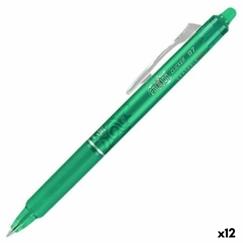 Kynä Pilot Frixion Clicker Pyyhittävä muste Vihreä 0,4 mm (12 osaa)