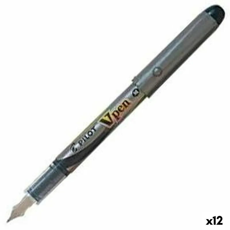 Šķidrās tintes pildspalva Pilot V Pen Vienreizējās lietošanas Kaligrāfijas pildspalva Melns Tērauds 0,4 mm (12 gb.)