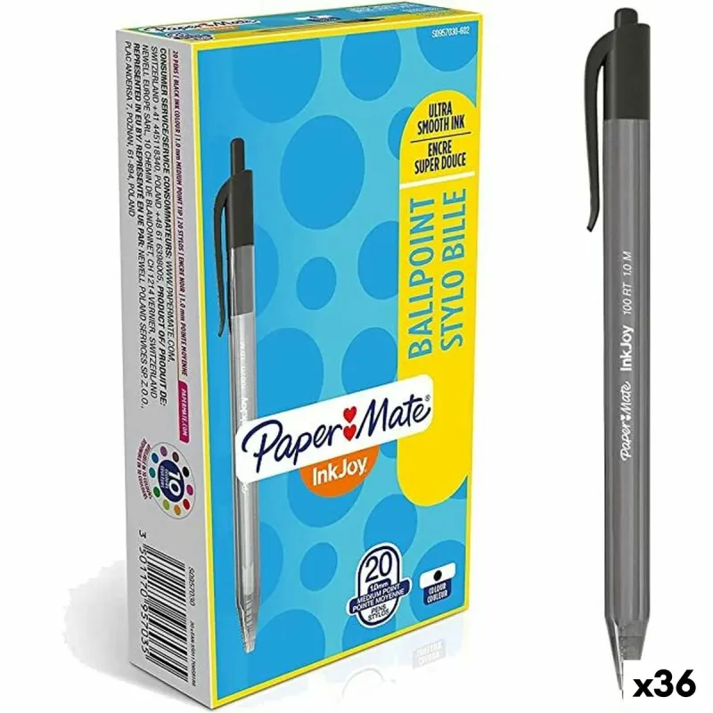 Kynä Paper Mate Inkjoy 20 Kappaletta Musta 1 mm (36 Osaa)