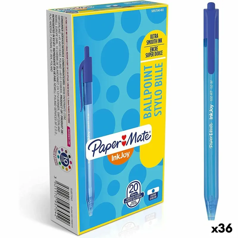 Kynä Paper Mate Inkjoy 20 Kappaletta Sininen 1 mm (36 Osaa)
