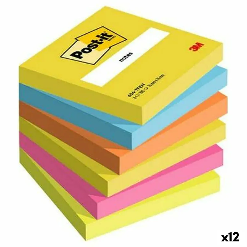 Muistio Post-it 76 x 76 mm Monivärinen 100 Levyt (12 osaa)